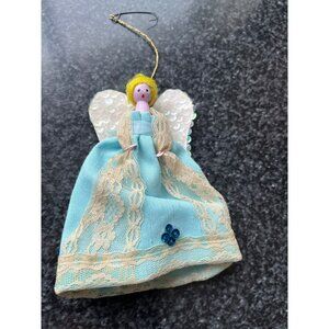 Vtg 1970's Detroit Artist Mary Ewald Christmas Ornament Angel Clothespin Doll